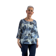 Load image into Gallery viewer, Denim Blue scribble print cotton T shirt for women (A148)