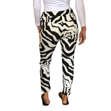 Load image into Gallery viewer, White and black Zebra print Italian Joggers for casual everyday wear. Made in Italy