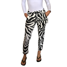 Load image into Gallery viewer, White and black Zebra print Italian Joggers for casual everyday wear. Made in Italy