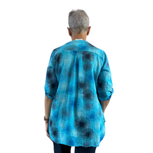 Load image into Gallery viewer, Turquoise dandelion puff design collarless Shirt 100% cotton (A109)