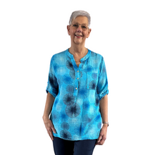 Load image into Gallery viewer, Turquoise dandelion puff design collarless Shirt 100% cotton (A109)