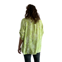 Load image into Gallery viewer, Ladies lime green dandelion print shirt (A127)