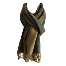 Load image into Gallery viewer, Ladies Cashmere Camel Tree of Life reversable Blanket Scarf
