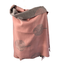 Load image into Gallery viewer, Ladies Cashmere Baby Pink Tree of Life reversable Blanket Scarf