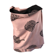 Load image into Gallery viewer, Ladies Cashmere Pink and Black Tree of Life reversable Blanket Scarf
