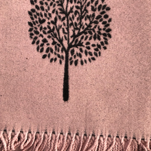 Load image into Gallery viewer, Ladies Cashmere Pink and Black Tree of Life reversable Blanket Scarf