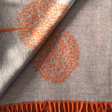 Load image into Gallery viewer, Ladies Cashmere Orange Tree of Life reversable Blanket Scarf