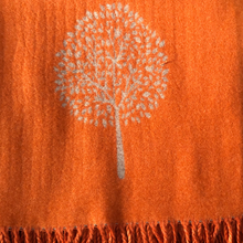 Load image into Gallery viewer, Ladies Cashmere Orange Tree of Life reversable Blanket Scarf