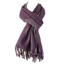 Load image into Gallery viewer, Ladies Cashmere Purple Tree of Life reversable Blanket Scarf