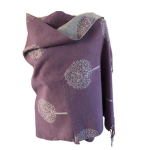 Load image into Gallery viewer, Ladies Cashmere Purple Tree of Life reversable Blanket Scarf