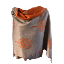 Load image into Gallery viewer, Ladies Cashmere Orange Tree of Life reversable Blanket Scarf