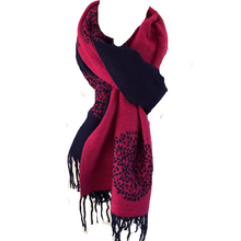 Load image into Gallery viewer, Ladies Cashmere Navy and hot pink Tree of Life reversable Blanket Scarf