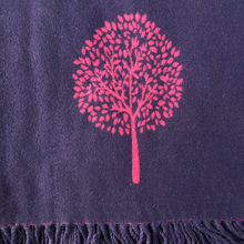 Load image into Gallery viewer, Ladies Cashmere Navy and hot pink Tree of Life reversable Blanket Scarf