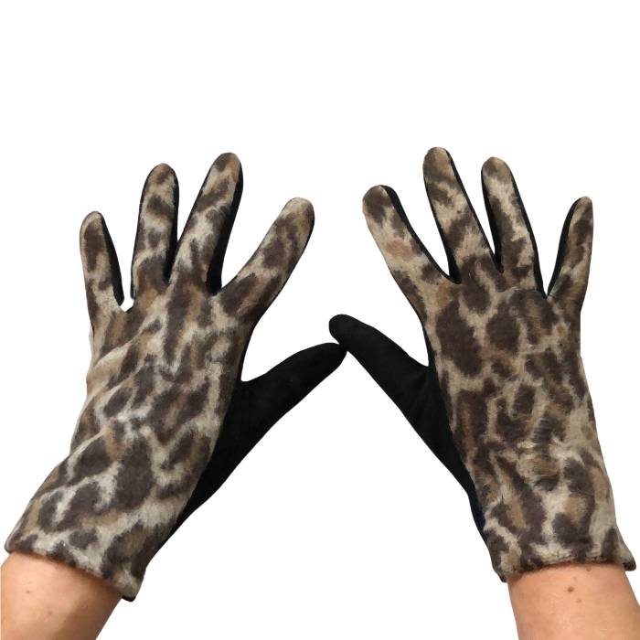 Brown Leopard print super soft ladies gloves G2108