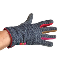 Load image into Gallery viewer, Black women's herringbone gloves