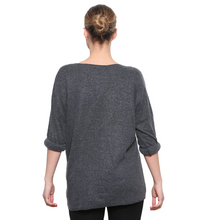 Load image into Gallery viewer, Women&#39;s loose fit Charcoal Grey Dandelion long sleeve jumper with sparkle. (A98)
