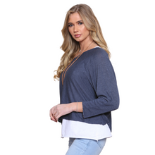 Load image into Gallery viewer, Ladies navy Layer Top with Necklace (A91)