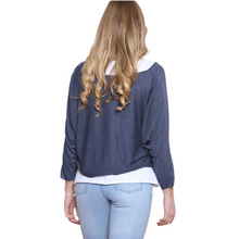 Load image into Gallery viewer, Ladies navy Layer Top with Necklace (A91)