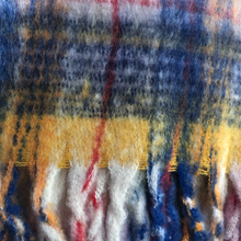 Load image into Gallery viewer, Navy/ Yellow Tartan Scarf Long Thick Warm Ladies Scarves.