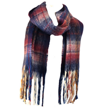 Load image into Gallery viewer, Navy/ red Tartan Scarf Long Thick Warm Ladies Scarves.