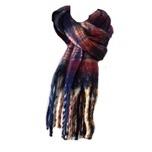 Load image into Gallery viewer, Navy/ red Tartan Scarf Long Thick Warm Ladies Scarves.