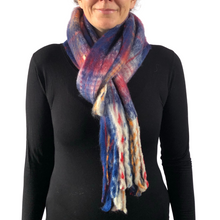 Load image into Gallery viewer, Navy/ red Tartan Scarf Long Thick Warm Ladies Scarves.