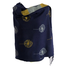 Load image into Gallery viewer, Ladies Cashmere Navy Dandelion reversable Blanket Scarf