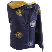 Load image into Gallery viewer, Ladies Cashmere Navy Dandelion reversable Blanket Scarf