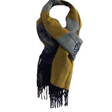 Load image into Gallery viewer, Ladies Cashmere Navy Dandelion reversable Blanket Scarf