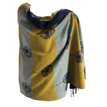 Load image into Gallery viewer, Ladies Cashmere Navy Dandelion reversable Blanket Scarf