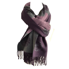 Load image into Gallery viewer, Ladies Cashmere Purple Dandelion reversable Blanket Scarf
