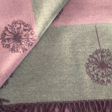 Load image into Gallery viewer, Ladies Cashmere Purple Dandelion reversable Blanket Scarf