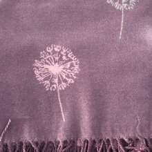 Load image into Gallery viewer, Ladies Cashmere Purple Dandelion reversable Blanket Scarf