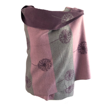Load image into Gallery viewer, Ladies Cashmere Purple Dandelion reversable Blanket Scarf