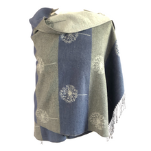 Load image into Gallery viewer, Ladies Cashmere Grey Dandelion reversable Blanket Scarf