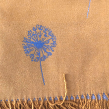 Load image into Gallery viewer, Ladies Cashmere Mustard Dandelion reversable Blanket Scarf
