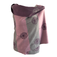 Load image into Gallery viewer, Ladies Cashmere Purple Dandelion reversable Blanket Scarf