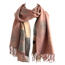 Load image into Gallery viewer, Ladies Cashmere Baby Pink Dandelion reversable Blanket Scarf