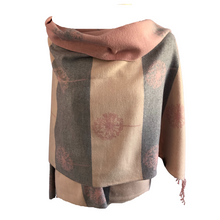 Load image into Gallery viewer, Ladies Cashmere Baby Pink Dandelion reversable Blanket Scarf
