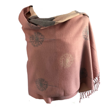 Load image into Gallery viewer, Ladies Cashmere Baby Pink Dandelion reversable Blanket Scarf
