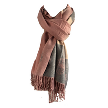 Load image into Gallery viewer, Ladies Cashmere Baby Pink Dandelion reversable Blanket Scarf