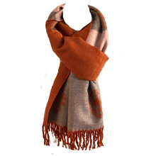 Load image into Gallery viewer, Ladies Cashmere Orange Dandelion reversable Blanket Scarf