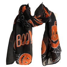 Load image into Gallery viewer, Halloween orange with pumpkins scarf/wrap