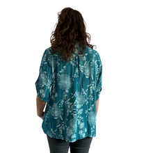 Load image into Gallery viewer, Ladies petrol dandelion print shirt (A127)
