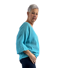 Load image into Gallery viewer, Sky blue Heart firework T shirt for women (A108)