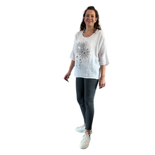 Load image into Gallery viewer, White with Heart firework T shirt for women. 100% cotton (A108)