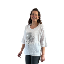 Load image into Gallery viewer, White with Heart firework T shirt for women. 100% cotton (A108)