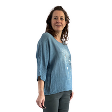 Load image into Gallery viewer, Denim Blue with Heart firework T shirt (A108)
