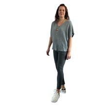 Load image into Gallery viewer, Dark grey Plain Crinkle cotton top for women. (A147)