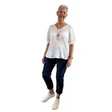 Load image into Gallery viewer, White Plain Crinkle cotton top for women. (A147)